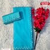 Sky Blue Blooming Chiffon Hand-work Partywear Saree