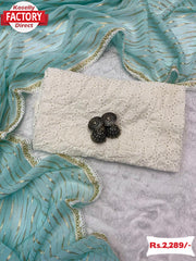 Sky Blue Soft Georgette Saree With Foil Work