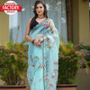 Sky Blue Organza Handwork Saree