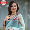 Sky Blue Organza Handwork Saree