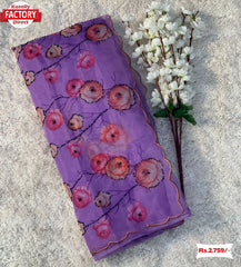 Purple Organza Handwork Saree