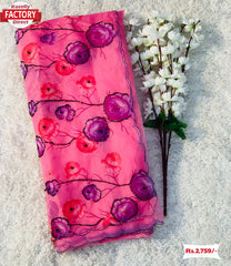 Pink Organza Handwork Saree