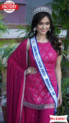 Pink Embroidered Kurtha Sharara Set