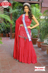 Red Embroidered Kurtha Sharara Set