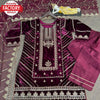 Wine Velvet Embroidered Kurtha Set