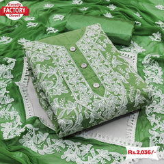 Mantis Green Embroidered Kurtha Suruwal Piece