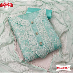 Light Blue Embroidered Kurtha Suruwal Piece