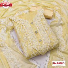Light Yellow Embroidered Kurtha Suruwal Piece
