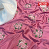 Pink Chinon Silk Saree With Thread Embroidery