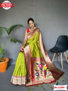 Parrot Green Paithani Silk Saree With Tassels