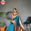 Turquoise Blue Paithani Silk Saree With Tassels