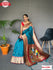 Turquoise Blue Paithani Silk Saree With Tassels