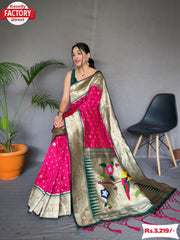 Pink Paithani Silk Saree With Tassels
