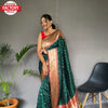 Dark Green Paithani Silk Saree With Tassels