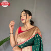 Dark Green Paithani Silk Saree With Tassels