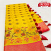 Yellow Ikkat Weaving Soft Silk Saree