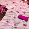 Pink Soft Georgette Hand Printed Saree