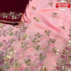 Light Pink Shimmer Chiffon Saree With Embroidery