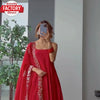 Red Suit With Embroidered Palazzo And Dupatta