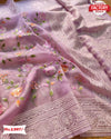 Pink Premium Organza Embroidered Saree