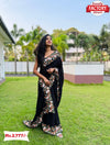 Black Vichitra Silk Embroidered Saree