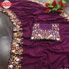 Wine Vichitra Silk Embroidered Saree