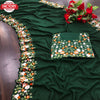 Dark Green Vichitra Silk Embroidered Saree