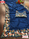 Royal Blue Vichitra Silk Embroidered Saree