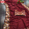 Maroon Vichitra Silk Embroidered Saree