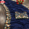 Navy Blue Vichitra Silk Embroidered Saree
