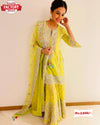 Neon Green Embroidered Kurtha Sharara Dress