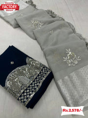 Dim Ash Georgette Partywear Saree