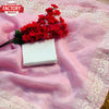 Pink Chikankari Work Organza Saree