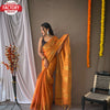 Orange Banarasi Pure Tissue Silk Saree