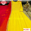 Yellow Gown with Red Dupatta