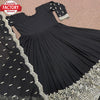 Black Partywear Gown Dupatta Set