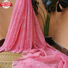 Pink Bandhani Organza Saree With Embroidery Work