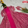 Pink Partywear Gown With Long Koti Set