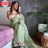 Light Green Heavy Organza Embroidered Fancy Saree