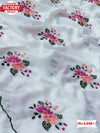 White Chinnon Silk Embroidered Saree
