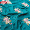 Turquoise Chinnon Silk Embroidered Saree