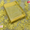 Yellow Pure Georgette Silver Foil Fancy Saree