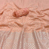 Peach Pure Georgette Silver Foil Fancy Saree