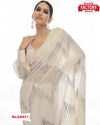 White Georgette Partywear Sequins Saree