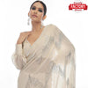 White Georgette Partywear Sequins Saree