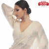 White Georgette Partywear Sequins Saree