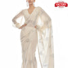 White Georgette Partywear Sequins Saree