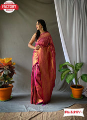Wine Pure Silk Golden Weaving Saree