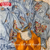 Faint Blue Pure Chinon Silk Handwork Saree With Stitched Blouse