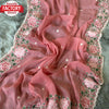 Peach Shimmer Silk Embroidered Saree
